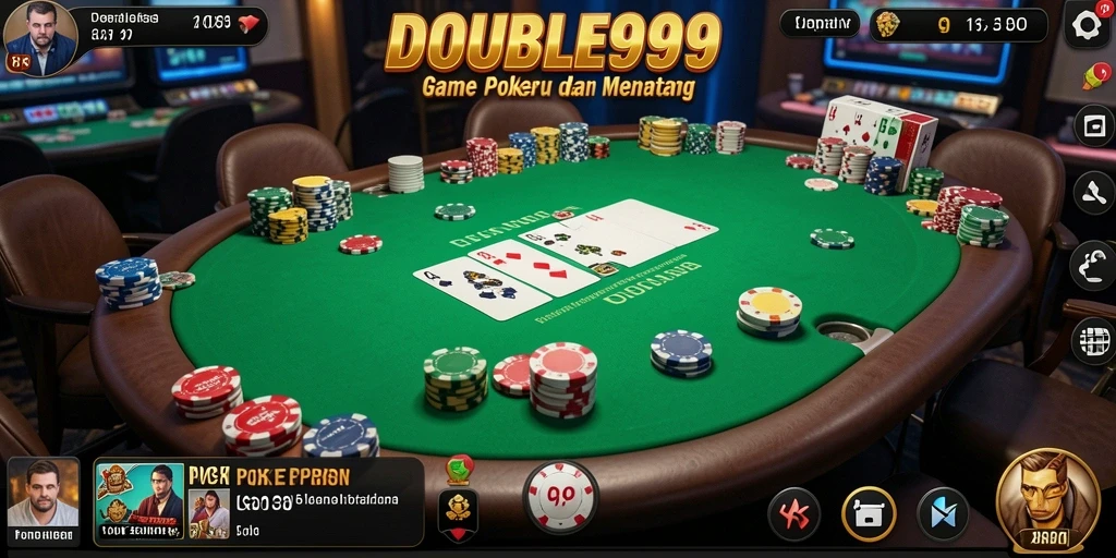 Tampilan antarmuka gameplay Poker yang menarik dan dinamis.