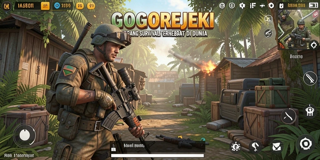 Tampilan gameplay intens dari GOGOREJEKI dalam pertempuran Battle Royale.