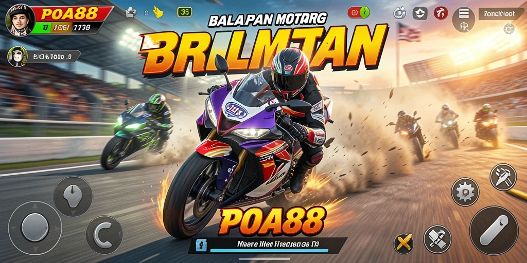 Screenshot gameplay POA88, menunjukkan balapan motor yang seru.